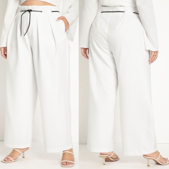 Eloquii Pants - NEW Eloquii Tie Detail Wide Leg Pants in Snow White Sz. 18